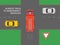 Always give way to emergency vehicles at crossroads. Fire truck car goes first at intersection with give way sign.