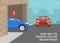 Give way to traffic on the major road. Reckless driver going through the building arch and about to hit another vehicle.