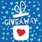 Giveaway contest. gift box with heart.