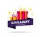 Giveaway enter to win icon. Gift box of winner for lottery in social media. Reward present for participation in the competition.