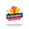 Giveaway enter to win poster template design for social media post or website banner. Gift box vector illustration with modern