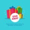 Giveaway poster for social media post graphic template. Many gift box vector illustration for share happiness concept design with