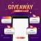 Giveaway steps for social media contest design concept template