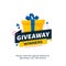 Giveaway winners poster template design for social media post or website banner. Gift box vector illustration with modern