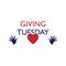 giving tuesday typography graphic design, with love and hands icon