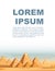 Giza Egyptian Pyramids desert landscape with camels flat vector illustration vertical banner design