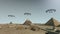 The Giza platform Egypt with some UFOs