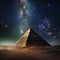 Giza Pyramid of Khufu and Sphinx light up