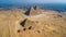 Giza pyramids landscape. historical egypt pyramids shot by drone.