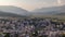 Gjirokastra city from the viewpoint of the fortress of the Ottoman castle of Gjirokaster sunset timelapse.