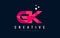 GK G K Letter Logo with Purple Low Poly Pink Triangles Concept