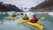 Glacial Adventures, Ocean Kayaking with Friends in Alaska\'s Majestic Bear Glacier. Generative AI