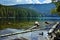 Glacial Black Lake in Sumava National Park.