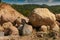 glacial boulders on a heap in a gravel pit in Kashubia