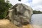 Glacial erratic on shore of Cliff Pond at Cape Cod