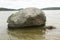 Glacial erratic on shore of Cliff Pond at Cape Cod
