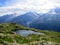 Glacial lake in summer near Chamonix, French Alps