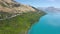 Glacial Lake Wakatipu, famous scenic drive along milky-blue lake from Queenstown to Glenorchy