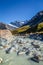 Glacial river in Valley Track, Mount Cook, New Zealand