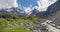 The glacial stream with the Breithorn and Wetterlucke peaks in the Hineres Lauterbrunnental valley