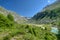 Glacial valley between high mountains