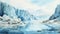 Glacial Water And Icebergs: A Stunning Watercolor Illustration