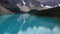 Glacial water of Moraine Lake with mountains and forests, Banff, Canada