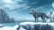 Glacial Wolf stands vigil on an icy plateau