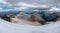 Glaciated slopes of the mount Tetnuldi with a lot of crevasses, Upper Svaneti Georgia.