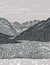 Glacier Bay National Park and Preserve in Alaska Monoline Line Art Grayscale Drawing