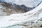 Glacier in Chola pass in Everest base camp trekking route, Himalaya mountains range in Nepal