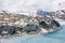 Glacier coming into Tilicho lake in Himalayas.