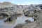 Glacier covered with black volcanic ash - Iceland