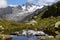 Glacier d`Argentiere reflection in Lac des Cheserys