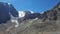 Glacier flows down the mountainside