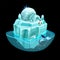 Glacier game island, north igloo house 3D cartoon iceberg, isometric arctic vector ice land.