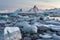 Glacier ice floating in the Arctic fjord - Spitsbergen