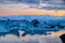 Glacier lagoon at midnight