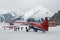 Glacier landing with aircraft in Talkeetna mountain range - Alaska