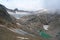 Glacier landscape on a hiking trail starting in Mallnitz and leading to Hoher Sonnblick mountain in Hohen Tauern, Salzburg,