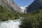 Glacier melt landscape between mountains