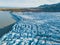 Glacier melting in Iceland, beautiful aerial landscape of ice