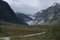 Glacier through the Mountains.