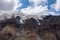 Glacier on rocky mountains. Melting glaciers due to global warming climate change problem. Barskoon mountain pass. Travel tourism