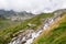 Glacier stream flowing down a valley.