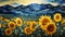 Glacier Of Sunflowers: A Detailed And Beautiful Oil Painting