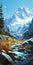 Glacier Surrounded By Dense Vegetation: A Photorealistic 3d Art