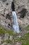 Glacier waterfall Sultan on a sunny June day. Jily-Su, Kabardino-Balkaria