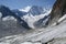 Glaciers and Grandess Jorasses peak in the French Alps