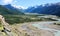 Glaciers National Park with La Vuelta river and snowy glacier peaks, Argentina